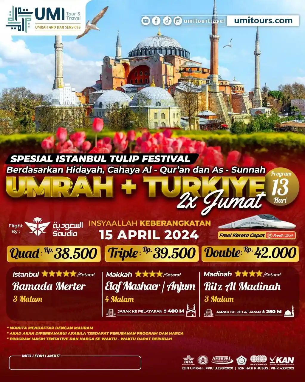 Umroh Plus Turki 2024 April 15