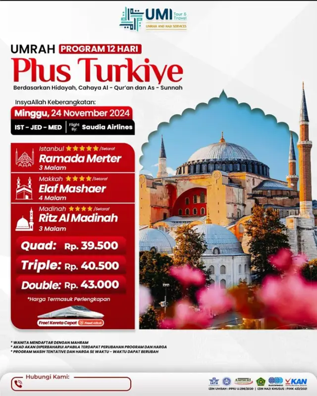 Umroh Plus Turki 2024 November